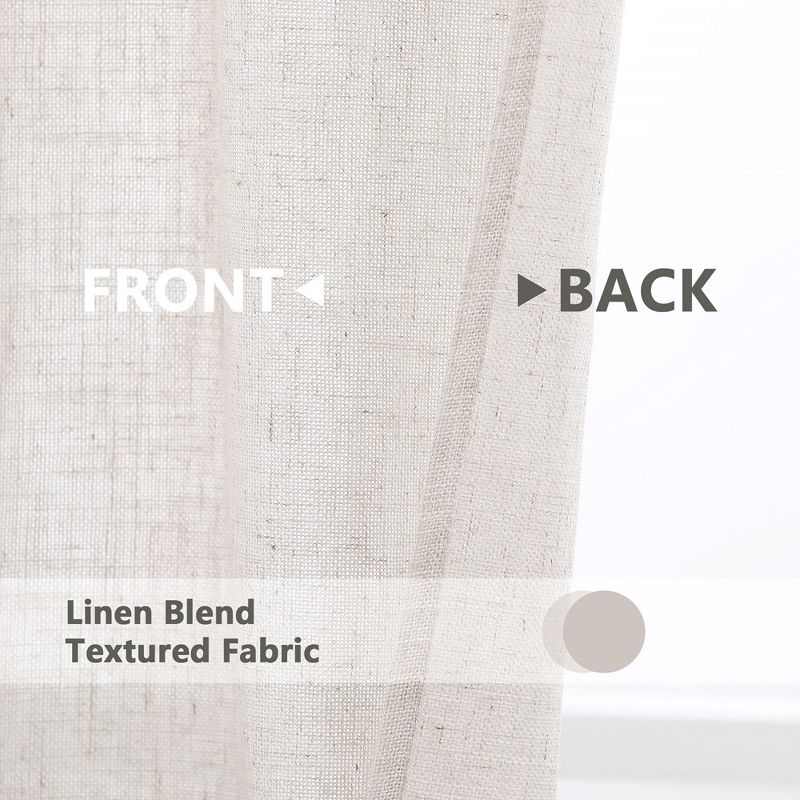Linen Blend Textured Grommet Farmhouse Window Curtain Panels for Living Room Bedroom, 3 of 6