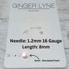 Pearl Flat Back Earrings for Women Sterling Silver Cartilage Helix Upper Lobe Body Piercing Stud Ginger Lyne - 3 of 4