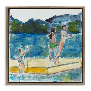 Stupell Industries Kids on Swimming Dock Abstract, 18" x 18" - 1 of 4