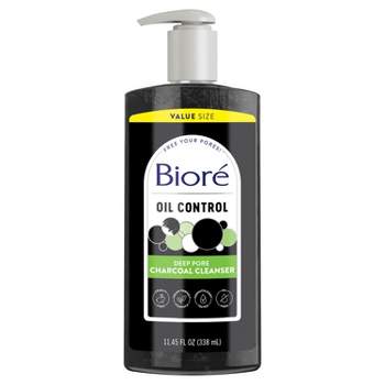 Biore Deep Pore Charcoal Daily Facial Cleanser For Dirt & Makeup Removal, For Oily Skin - Unscented - 11.45 fl oz