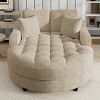 Chenille Chaise Lounge Sofa,Tufted Oversized Round Seat with Removable Pillows,Curved Cushion Back Lounge Sofa for Living Room-Coolbibila - 3 of 4