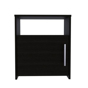 Vynxaria Black Wengue 1-Shelf Nightstand, 1 Cabinet (14.84"H×18.42"W), 1 Shelf (6.53"H×18.42"W), 19.88"W Surface, Nickel-Plated Steel Handles - 1 of 4