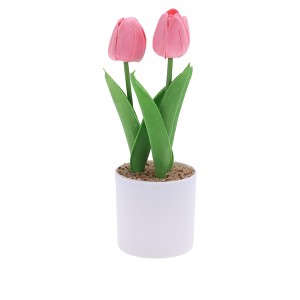 Unique Bargains Artificial Plants Tulip Plastic 3.15"x3.15"x9.84" 1 Pcs - 1 of 4