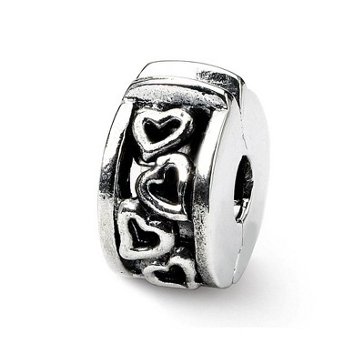 Black Bow Jewelry Sterling Silver Hinged Open Hearts Clip Bead Charm