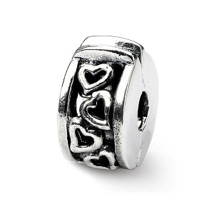 Black Bow Jewelry Sterling Silver Hinged Open Hearts Clip Bead Charm - 1 of 3