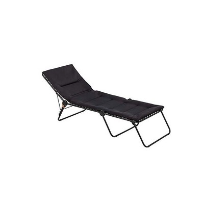 Lafuma Siesta Foldable Patio and Poolside Sunbathing Cushion Chaise Lounge Chair, Black
