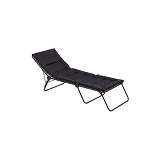 Lafuma Siesta Foldable Patio and Poolside Sunbathing Cushion Chaise Lounge Chair, Black