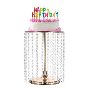 Unique Bargains Wedding Party Metal Cake Stand with Crystal Bling Pendants - 1 of 4