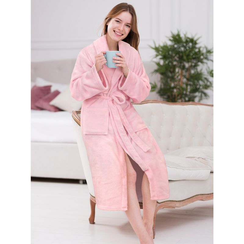 PAVILIA Womens Robe Fleece Plush Soft, Fluffy Fuzzy Cozy Warm Lightweight Bathrobe, Shower Spa House Long Robes for Women, 4 of 8