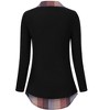 Women's Long Sleeve V Neck Contrast Collared Shirts Patchwork Work Blouse Tunics Tops - 3 of 4