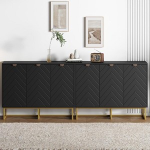 Coucheta 47.2" Modern Sideboard Buffet Cabinet with Storage Set of 2, Wood Accent Storage Cabinet for Dining Room Living Room Hallway Entryway - 1 of 4