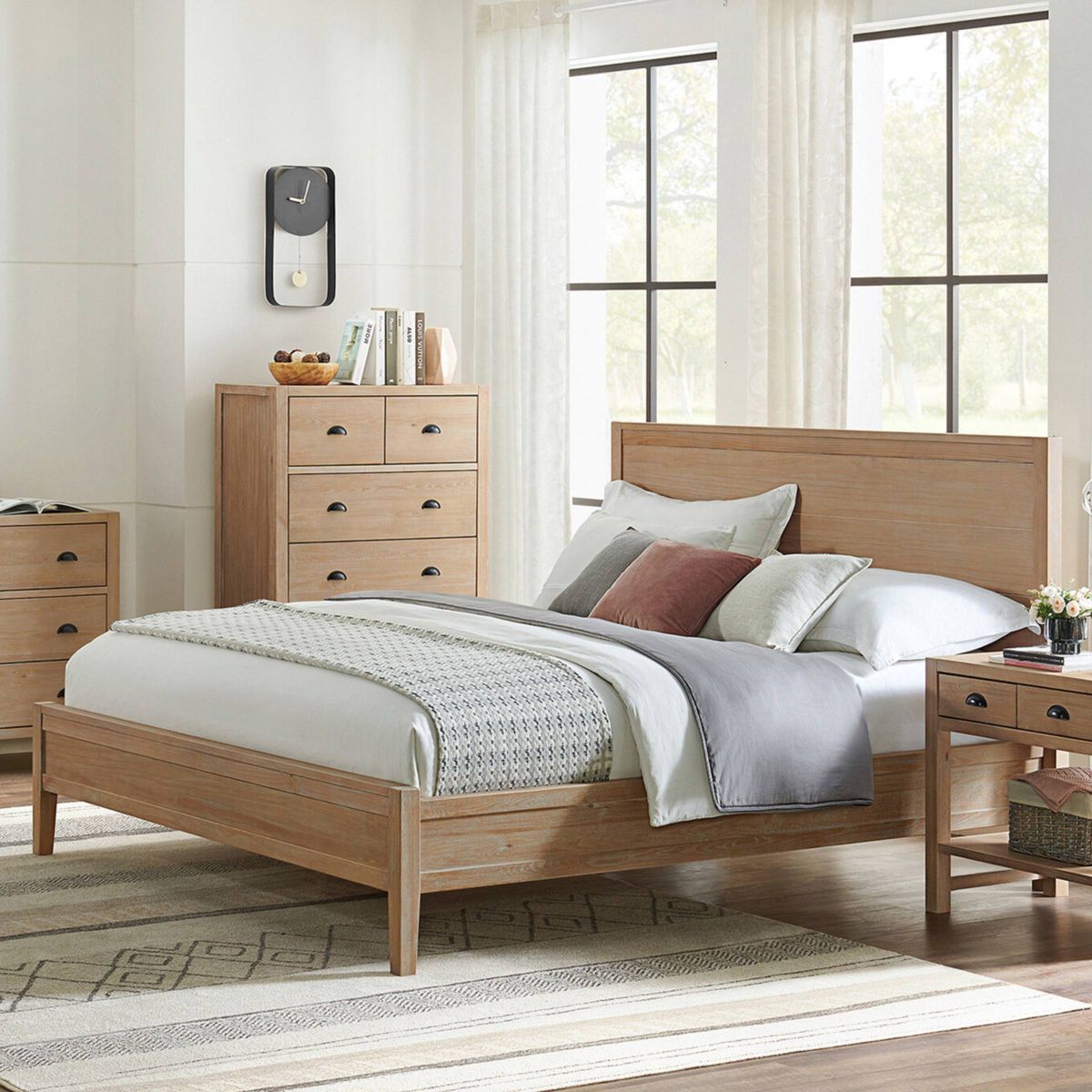 Arden Panel Wood Bed Light Driftwood - Alaterre Furniture - thumbnail 3