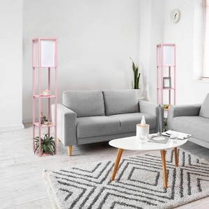 Simple Designs (Set of 2) 62.5" Three Shelf Etagere Organizer Storage Floor Lamps - 1 of 4