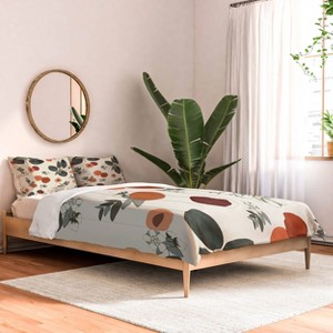 Deny Designs 3pc Full/Queen Menina Lisboa Peaches White Flowers Comforter and Pillow Sham Set Green: Abstract Design, Non-Woven Fabric - 1 of 4