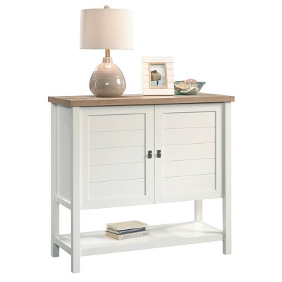 Cottage Charm 39" Freestanding White and Lintel Oak Storage Unit