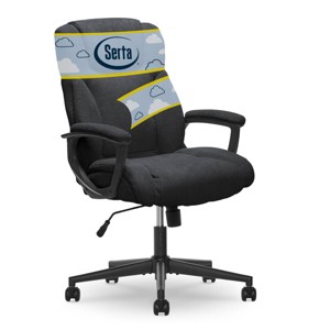Style Hannah II Office Chair Midnight Black - Serta: Executive, Microfiber, 400 lbs Capacity - 1 of 4