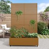 Spassway 72"H*47"W Metal Planter Box with Trellis Raised Garden Bed with Wheels Pot Planter for Climbing Plant Decorative Privacy Screen Brown - 2 of 4