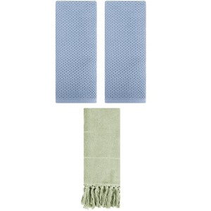 REGALWOVEN 3 Packs Cotton Soft Absorbent Tassels and Waffle Hand Towel - 1 of 4