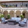 Courtyard Casual Cabo 4 pc Sofa Fire Pit Set  Includes: One Sofa, One Fire Pit and Two Club Chairs  Aluminum Frame with Sunbrella Cushions - 2 of 4
