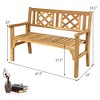 Costway Patio Outdoor Solid Wood Bench Folding Loveseat Chair Park Garden Deck Furniture - 2 of 4