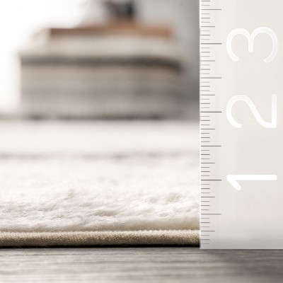 Ivory and Black Striped Wool Washable 4' x 6' Area Rug