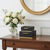 HomeRoots Set of Two Black And Gold Square Nesting Decorative Storage Boxes With Lids - 2 of 4