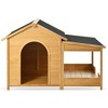 YOOCOZZ 60.2" Large Wooden Dog House with Porch,  Asphalt Roof and Elevated Floor, Side Window and Doors,  For Medium & Large Dogs-Natural - 2 of 4