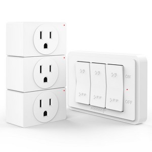 Fosmon WavePoint [ETL Listed] 3x Wireless US Outlet Plug with 1x Remote Control, Indoor Remote  Outlet Adapter with Wall Switch Remote Control - 1 of 4
