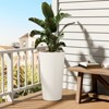 BENCMATE Tall Planters Large Round 2PCS Indoor Planter Pot, Simple Design Outdoor Garden Plastic Plant Flower Pot Cone Striped, White 13"*13"*23.6" - 3 of 4
