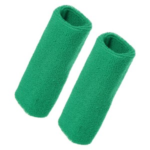 Unique Bargains Sweat Absorbing Cotton Yarn Latex Wrist Sweatbands Wrist Band 3.15"x5.91" 1 Pair - 1 of 4