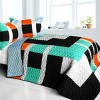 Slickblue Handmade Full/Queen Quilt Set, Vermicelli Quilting, Quilt & 2 Shams, 5 Geometric Patchwork, 3-Piece - 2 of 4