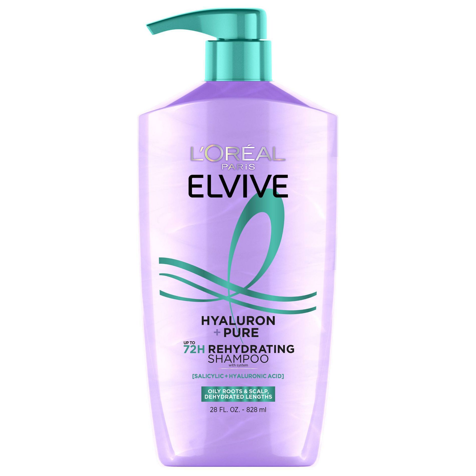 L'Oreal Paris Elvive Hyaluron Pure Purifying Shampoo for Oily Hair - 28 fl oz: Basic Cleansing, Liquid, Hair Shampoos
