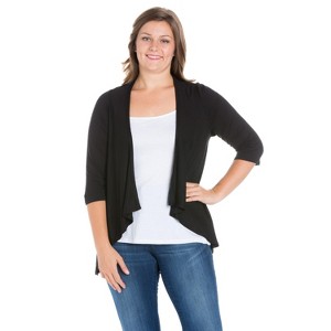 24seven Comfort Apparel Women's Plus Elbow Length Open Cardigan - 1 of 3