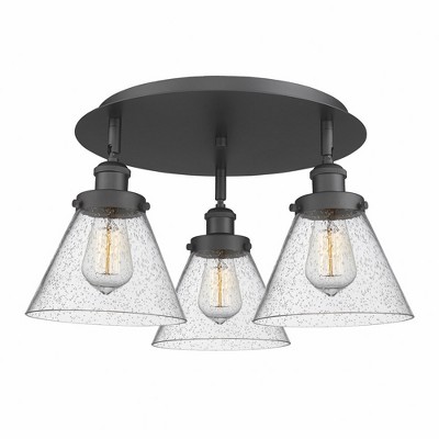 Cone - 3 Light Flush Mount In Art Deco Style-9.5 Inches Tall and 19.5 Inches Wide