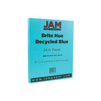 JAM Paper Colored 24lb Paper 8.5 x 11 Blue Recycled 500 Sheets/Ream (101592B) 