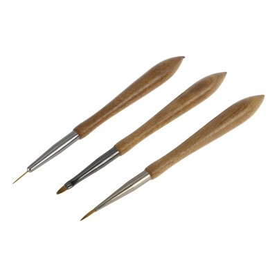 Unique Bargains Painting Nail Painting Brushes Set for Polish Painting Home DIY Brown 3 Pcs
