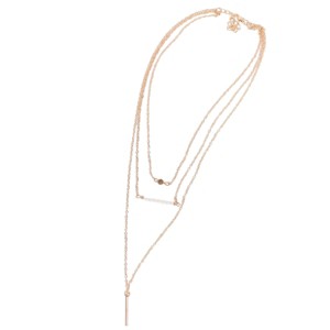 Slickblue Gold Triple Length Chain Necklace, Pearl Trim & Bead Detail, Adjustable 14-21 Inch, Hook Closure - 1 of 3