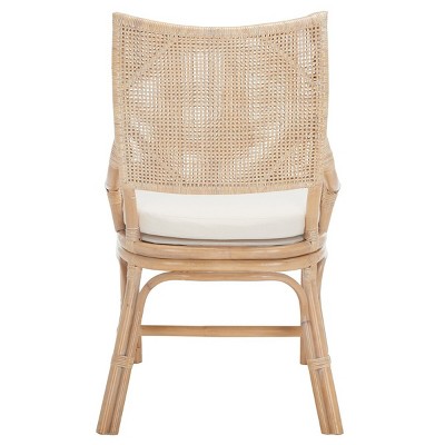 Donatella Transitional Natural White Wash Rattan Armchair with Cushion