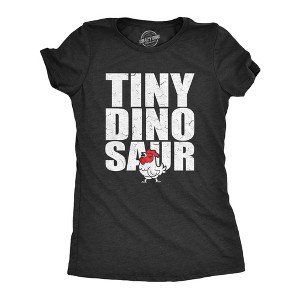Womens Tiny Dinosaur T Shirt Funny Small Chicken Rooster Joke Tee For Ladies - Crazy Dog Women's T Shirt - 1 of 4