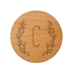 Personalization Mall Farmhouse Floral Personalized Initial Wood Coaster - 1 of 1