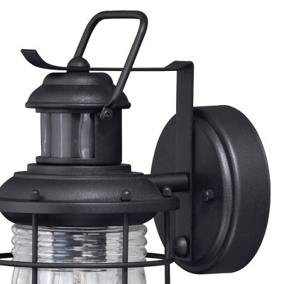 Hyannis Black Steel Nautical Outdoor Wall Light with Motion Sensor