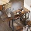 Bestier 3 Piece Bar Dining Pub Table and Chairs Set with Storage Shelves Counter Height Home Kitchen Rustic - 2 of 4