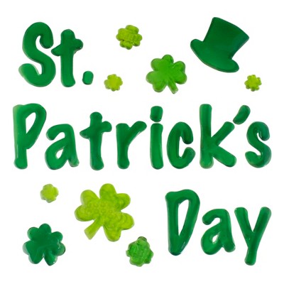 Discontinued St Patricks Day Gel Window Clings Green Shamrocks Reusable 18 