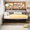 APRILSOUL Daybed with Trundle, Sturdy Metal Twin Bed Frame with Upholstered Headboard for Living Room - 2 of 4