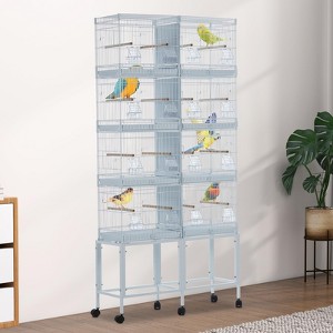 23 Inch Bird Cage, Tall Iron Bird Cage with Rolling Stand, Spacious 28 x 18 x 23 Inch, Lockable Casters, External Feeders & Removable Tray - 1 of 4
