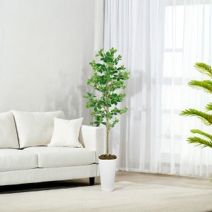 6ft Artificial Ficus Tree in Square Round Pot, Realistic Faux Indoor Plant, Tall Fake Tree for Home & Office Decor - 1 of 4