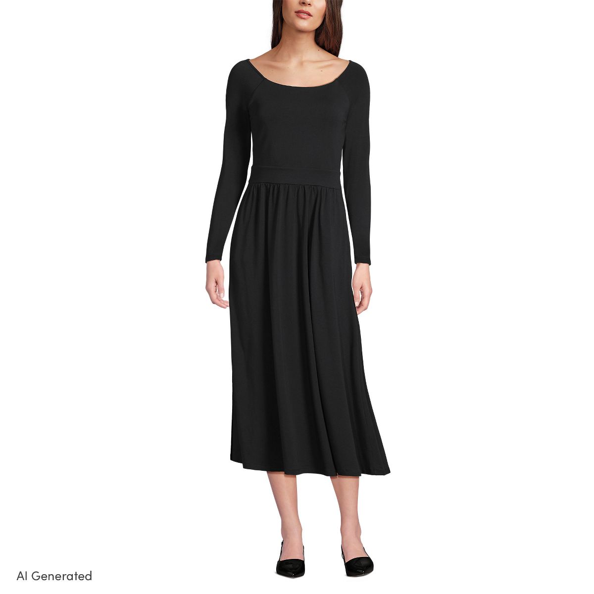 Lands' End Women's Cotton Modal Off Shoulder Midi Dress