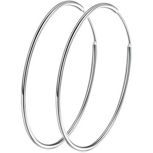 Sterling Silver Large Huggie Hoops - Minimalist Circle Earrings in 50/60/70/90mm, Hypoallergenic - 1 of 4