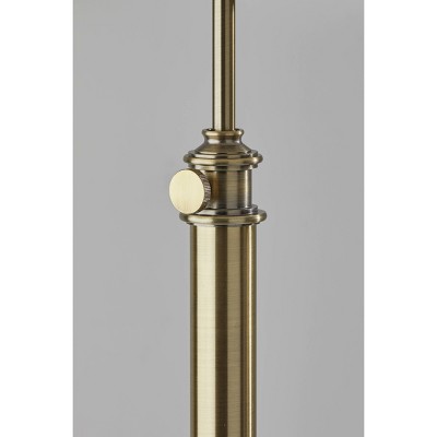 Adjustable Antique Brass Floor Lamp with Oatmeal Linen Shade