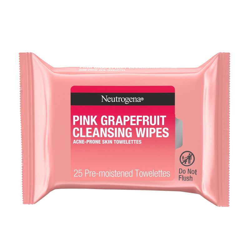 Neutrogena Oil-Free Facial Cleansing Makeup Wipes with Pink Grapefruit - 25ct, 1 of 8